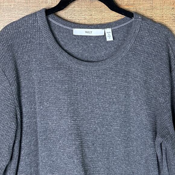 Wilt Big Back Slant Thermal Top Long Sleeve Drop Shoulder Gray Size Small - Picture 2 of 9